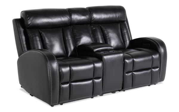 Tuxedo Black 73'' Power Reclining Console Loveseat with Power Headrest