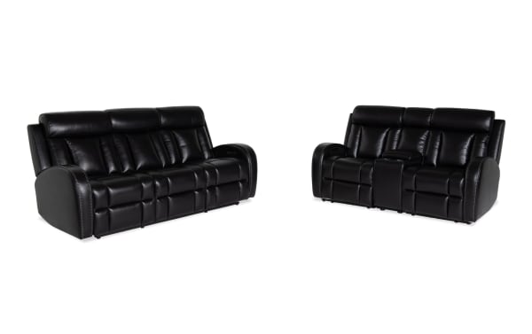 Tuxedo Black 84'' Power Reclining Sofa & 73'' Console Loveseat with Power Headrest