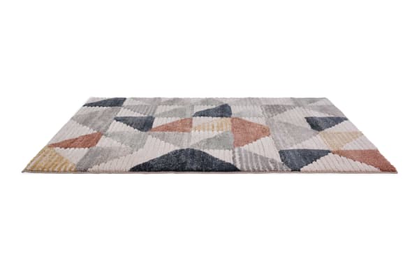 Contemporary Margot 5' x 7' multi geometric rug in multicolored polypropylene with 1-inch thick soft, cushioned pile for casual, comfy living.