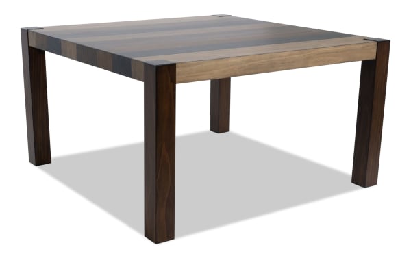 Rustic Canyon Dining collection brown square counter height table with multi-tone MDF wood and faux leather upholstered seating.