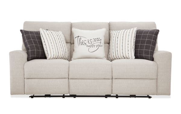Modern Farmhouse Beige 86'' Power Reclining Sofa with Power Headrest