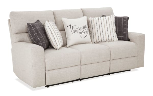Modern Farmhouse Beige 86'' Power Reclining Sofa with Power Headrest