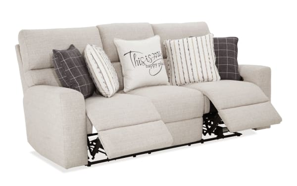 Modern Farmhouse Beige 86'' Power Reclining Sofa with Power Headrest