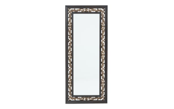 Regency Cherry Floor Mirror from Regency Bedroom collection, traditional style with hardwood solids, oak veneers, MDF, featuring ornate scrolled dark wood frame.
