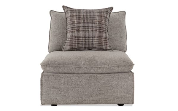 Infinity Gray Armless Chair from the Infinity collection, transitional style in gray polyester fabric with feather-blend accent pillows and removable cushions
