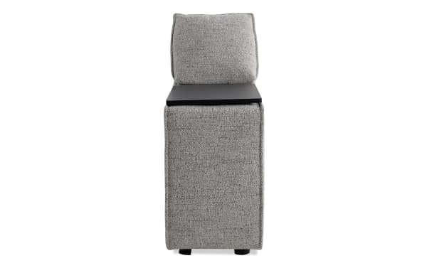 Gray Infinity Gray Media Console with transitional style, polyester fabric upholstery, featuring a cushioned backrest and tech-enabled modular design.