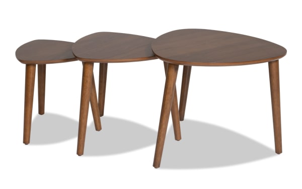 Bettie Walnut Triangle Nesting Table (Set of 3)