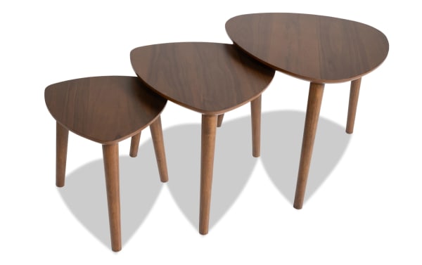 Bettie Walnut Triangle Nesting Table (Set of 3)