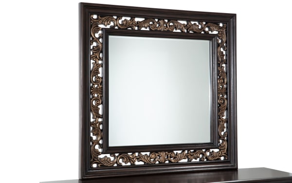 Regency Cherry traditional bedroom mirror with ornate carved hardwood frame in dark cherry finish, part of the Regency Bedroom collection.