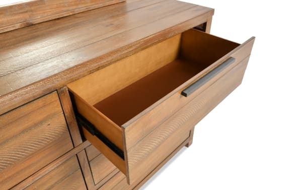 Canyon Light Oak 6 Drawer Dresser & Mirror