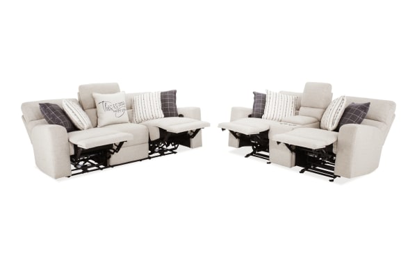 Modern Farmhouse Beige 86'' Power Reclining Sofa & 76'' Loveseat with Power Headrest