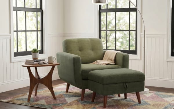 Bettie Chair & Storage Ottoman