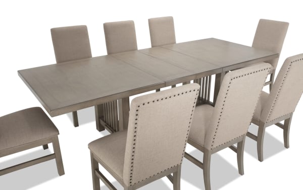 Artisan 9 Piece Gray Upholstered Extendable Dining Set