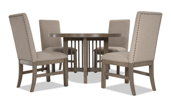 Artisan 5 Piece Gray Round Upholstered Dining Set