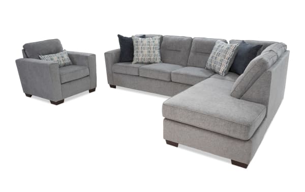 Dylan Slate 112'' 2 Piece Right Arm Facing Chaise Sectional with Chair