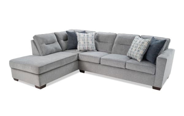 Dylan Slate 112'' 2 Piece Left Arm Facing Sleeper Chaise Sectional with Queen Cooling Mattress