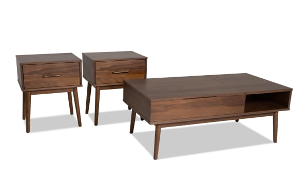 Bettie Walnut Lift-Top Storage Coffee & 2 End Table Set