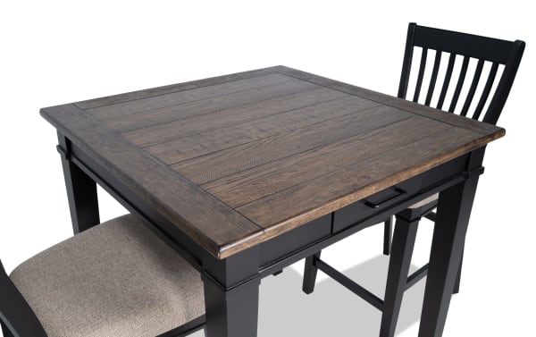 Montana 3 Piece Black & Beige Upholstered Counter Height Dining Set