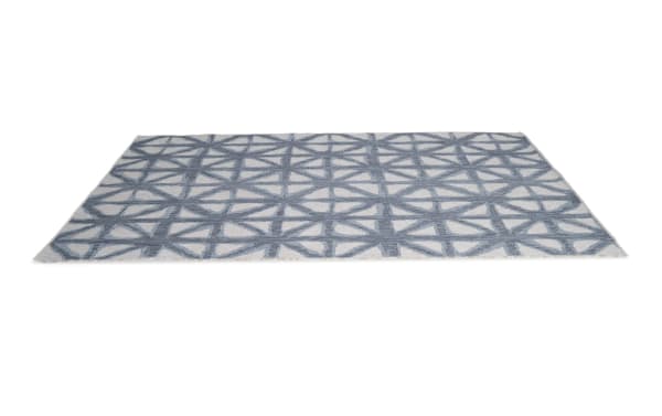 Sol 8' x 10' Blue Geometric Indoor/Outdoor Rug with durable machine-woven polypropylene, featuring a contemporary blue geometric pattern ideal for sunrooms or patios.