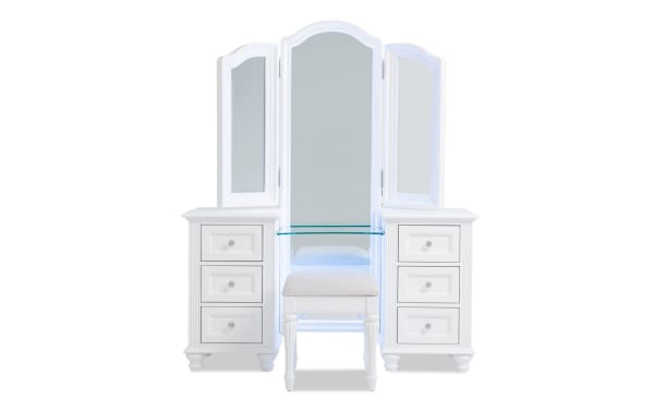 Madelyn White 6 Drawer Vanity Set