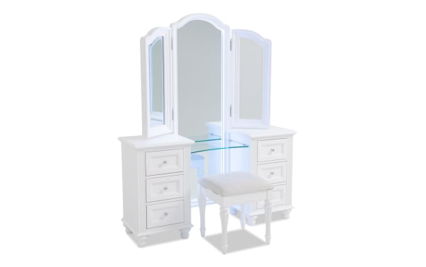 Madelyn White 6 Drawer Vanity Set