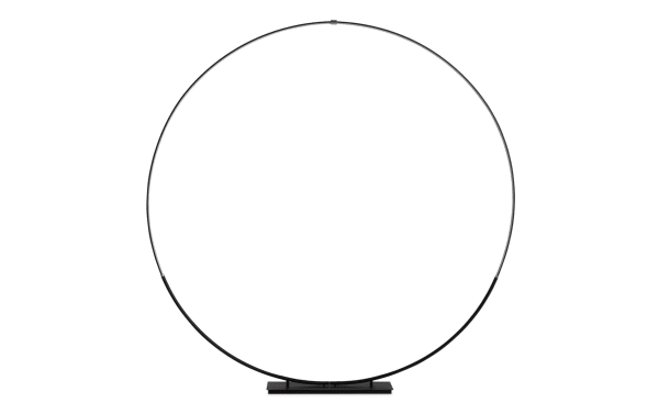 Ellis 80" black metal LED circle floor lamp with contemporary style, featuring an 80-inch circular frame and foot switch for modern home décor lighting.