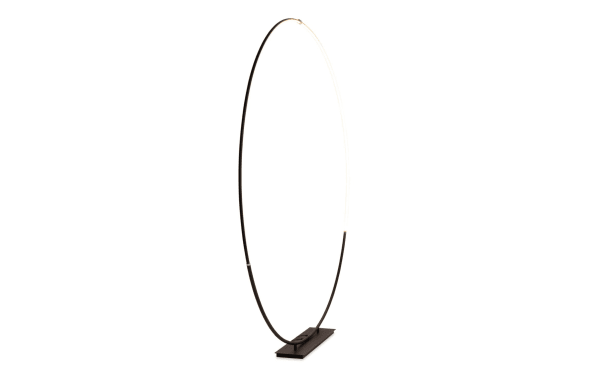 Ellis 80" black metal LED circle floor lamp with contemporary design, featuring an 80-inch circular frame and foot switch for modern home lighting.