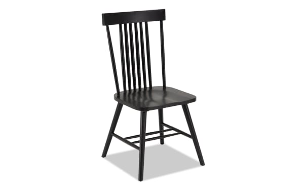Dallas Black Dining Chair from the Dallas Dining collection, featuring a transitional style MDF Windsor design with a minimalistic black finish and vertical spindle backrest.
