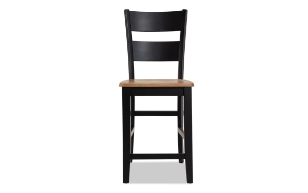 Blake Black & Natural Ladder Back Counter Height Stool from the Blake collection, featuring a cottage style with black hardwood frame, natural wood seat, and solid construction.
