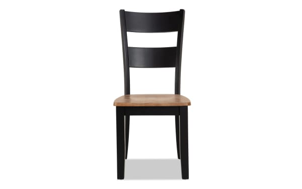Blake Black & Natural Ladder Back Dining Chair with hardwood and rubberwood solids, birch veneer seat, cottage style, black frame with natural wood seat.