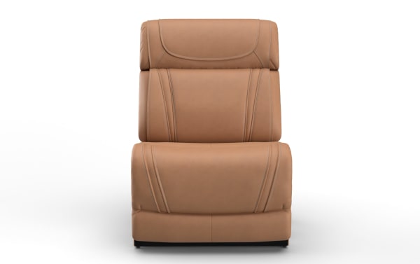Modern tan leather recliner chair with detailed stitching, cushioned backrest and seat, designed for comfort and style in living rooms.