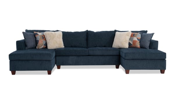 Brynn Navy 142'' 3 Piece Dual Chaise Sectional