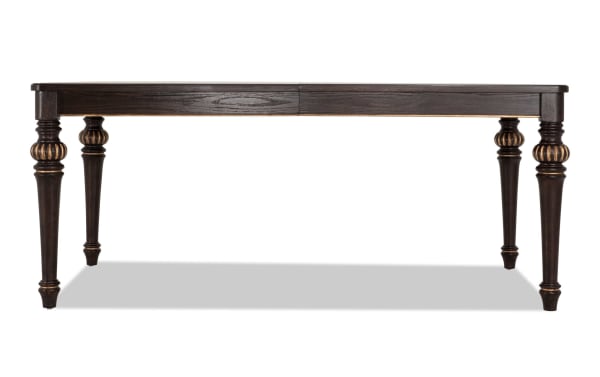 Regency Brown Extendable Dining Table with traditional fluted legs, dark oak veneer finish, and hardwood solid frame from Regency Dining collection.