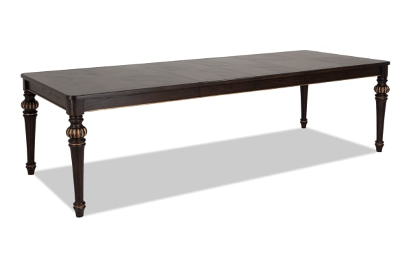 Regency Brown Extendable Dining Table with traditional fluted legs, dark oak veneer finish, and hardwood solid frame from Regency Dining collection.