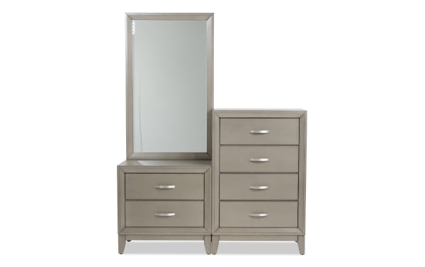 Tremont Gray 6 Drawer Chesser in transitional style with rubberwood solids and veneers, featuring English dovetail drawers and a sleek gray finish.