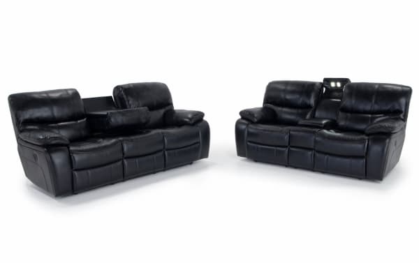 Avenger Black 89'' Power Reclining Sofa & 78'' Reclining Console Loveseat with USB Port