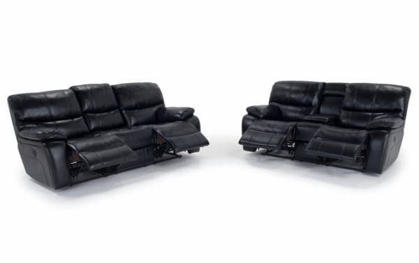 Avenger Black 89'' Power Reclining Sofa & 78'' Reclining Console Loveseat with USB Port