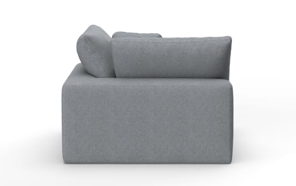 Dream Gray Corner Chair in gray polyester fabric with oversized reversible cushions and included accent pillow, from the Dream transitional collection.
