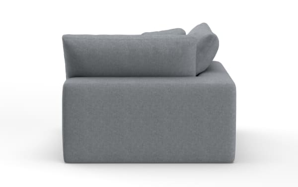 Dream Gray Corner Chair in gray polyester fabric with oversized reversible cushions, feather blend topper, and transitional style from Dream collection.