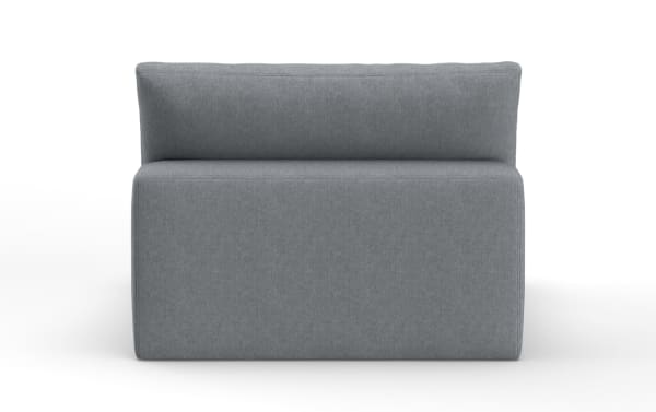Dream Gray Armless Chair in gray polyester fabric from Dream collection, featuring a transitional style with oversized reversible cushions and sleek modular design.