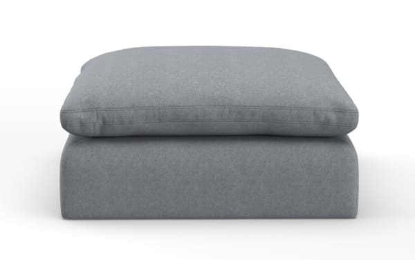 Dream Gray Ottoman in transitional style with oversized cushioned top, gray polyester-nylon fabric upholstery, part of the Dream collection.