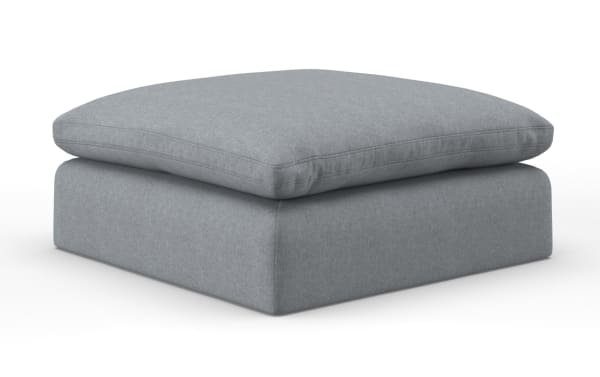 Dream Gray Ottoman in gray polyester and nylon fabric, transitional style from the Dream collection, featuring an oversized cushioned top with jersey knit fabric and feather blend topper for customizable modular seating.