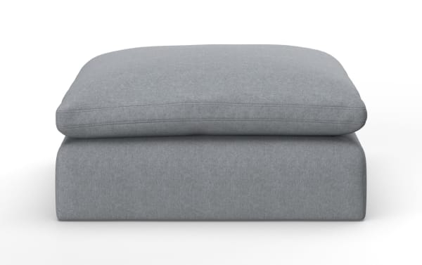 Dream Gray Ottoman in gray polyester and nylon fabric, transitional style from Dream collection, featuring oversized cushioned top with soft jersey knit texture.
