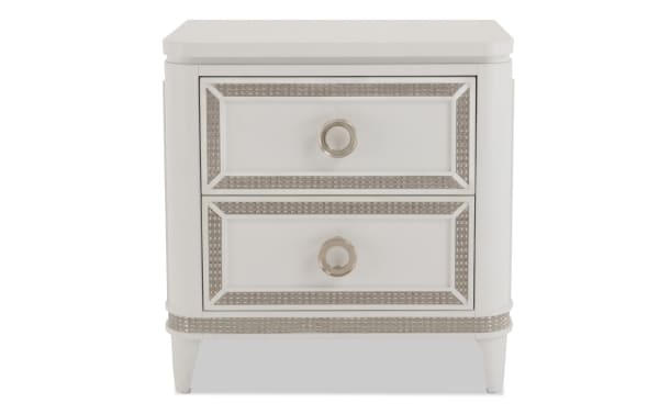 Glitz White 2 Drawer Nightstand
