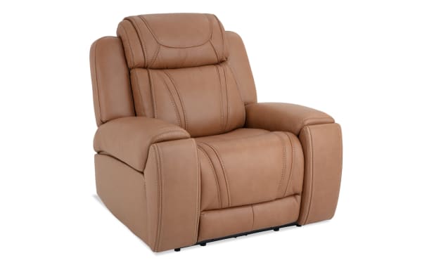 Dynamic Cognac Leather Power Recliner with Power Headrest