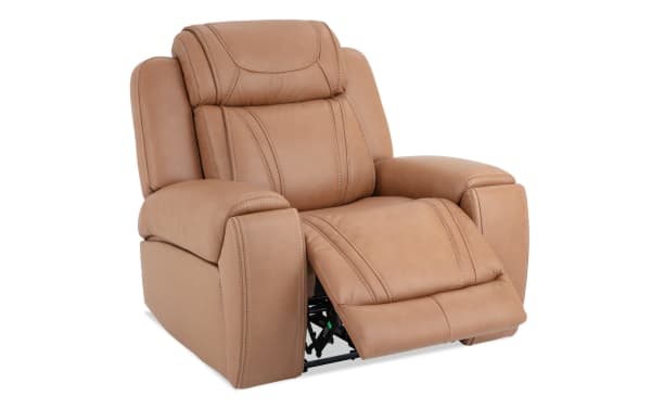 Dynamic Cognac Leather Power Recliner with Power Headrest