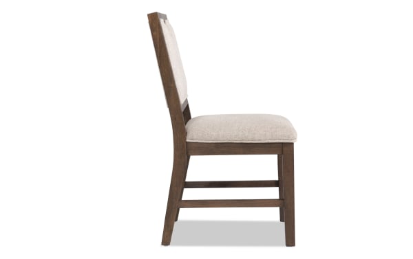 Brookline Brown & White Panel Back Upholstered Dining Chair in white polyester fabric with solid wood frame, transitional style from Brookline Dining collection.
