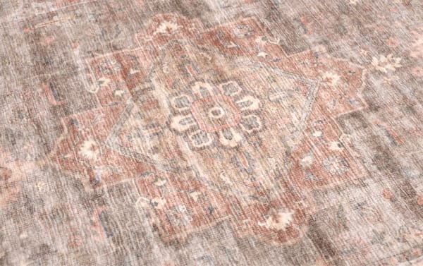 Monarch 3' x 6' Red Oriental Washable Runner with vintage-inspired red and beige oriental pattern, low pile polyester fabric, durable and pet-friendly.