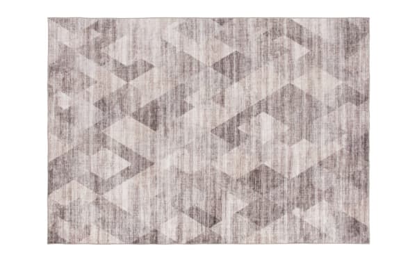 Salem 2' x 4' brown geometric washable rug with low pile, transitional style, and durable polyester fabric for easy cleaning and high-traffic areas.