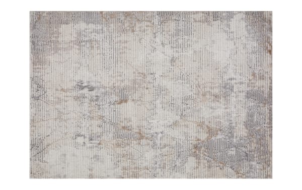 Otto 8' x 10' cream and light gray abstract rug with muted pattern, thin polyester fabric shag construction for soft, stylish home decor.